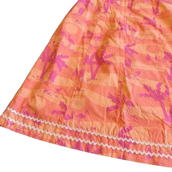 Lilly Pulitzer Strapless Palm Tree Sunset Beach Dress 100% Cotton Size 2 Women's - Picture 9 of 10